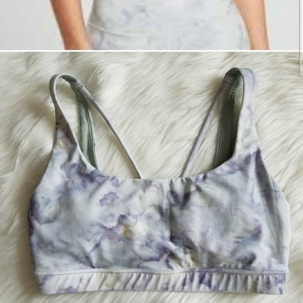 2 Athleta Exhale Snow Dye Bras - Pink and Green - Picture 10 of 10